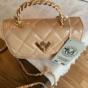 Valentino Orlandi light tan Quilted gold hardware  Bag